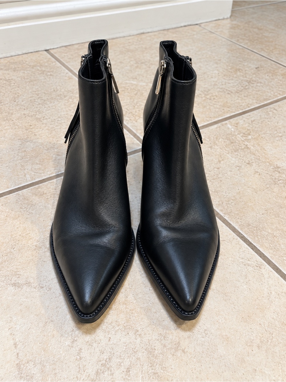 Sam Edelman Black Pointed Toe Side-Zip Ankle Boots - Women